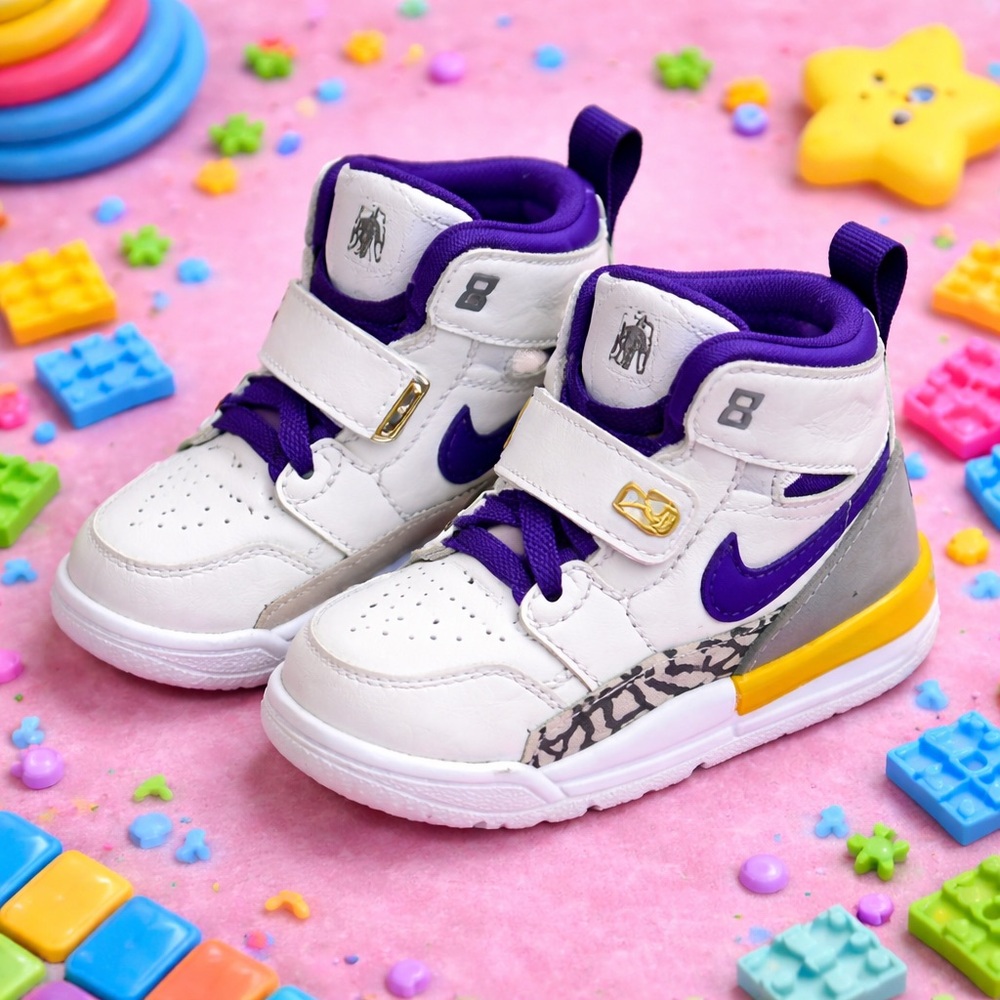 Nike Air Jordan Legacy 312 Toddler Sneakers White Purple Gold Size 4C